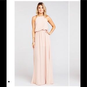 Show Me Your Mumu Heather Halter Dress Small, Dusty Blush Crisp